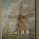 Tableau peinture acrylique sur toile moulin à vent hollandais vintage décoration campagne scandinave