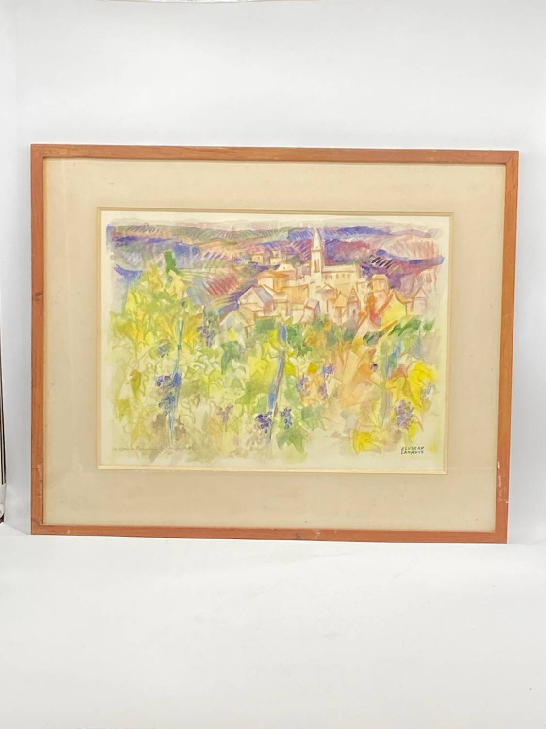 Pastel by Jean Cluseau Lanauve The vines in Beaujolais 1981