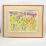 Pastel by Jean Cluseau Lanauve The vines in Beaujolais 1981