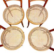 Set of Four Antique Bentwood Café Chairs – Thonet / Fischel Style – Cane Se
