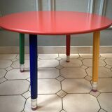 Postmodern round table, chair and bookcase by Pierre Sala 1980
