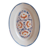 Plat de service ovale blanc à motifs floraux Floréal M.B.C.M.