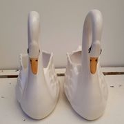 Vintage pair of ceramic pots shaped as swans