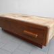 Vintage 1970 coffee table in solid oak & ceramic