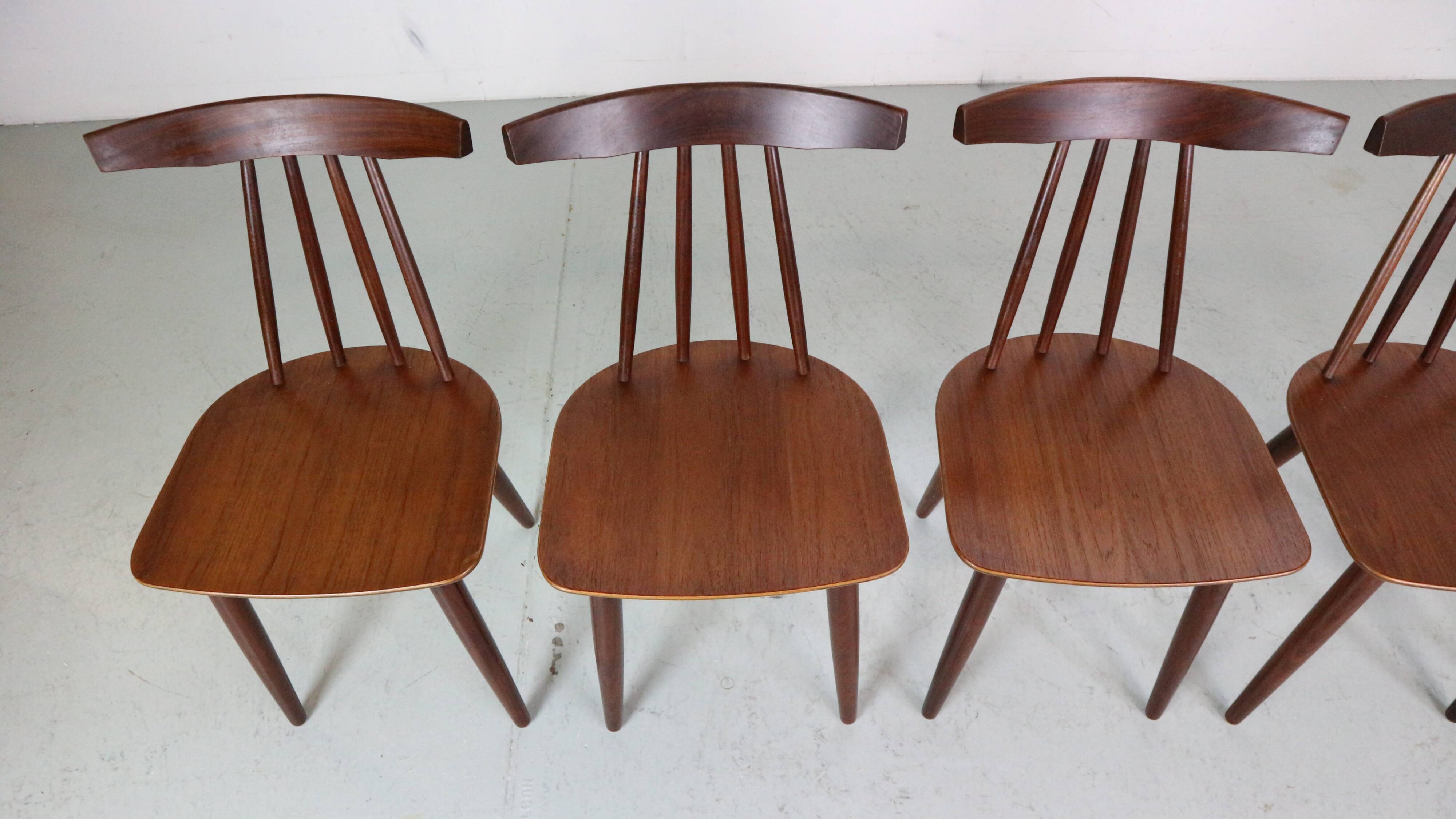 Poul Volther Set Of 6 Dinning Room Chairs "3705" For Fremel Røjle, Denmark, 1960