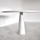 Eros round dining table in white Carrara marble, Italy, 70s in