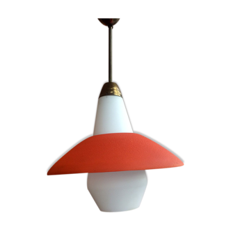 Suspension opaline saucer and orange metal 1960