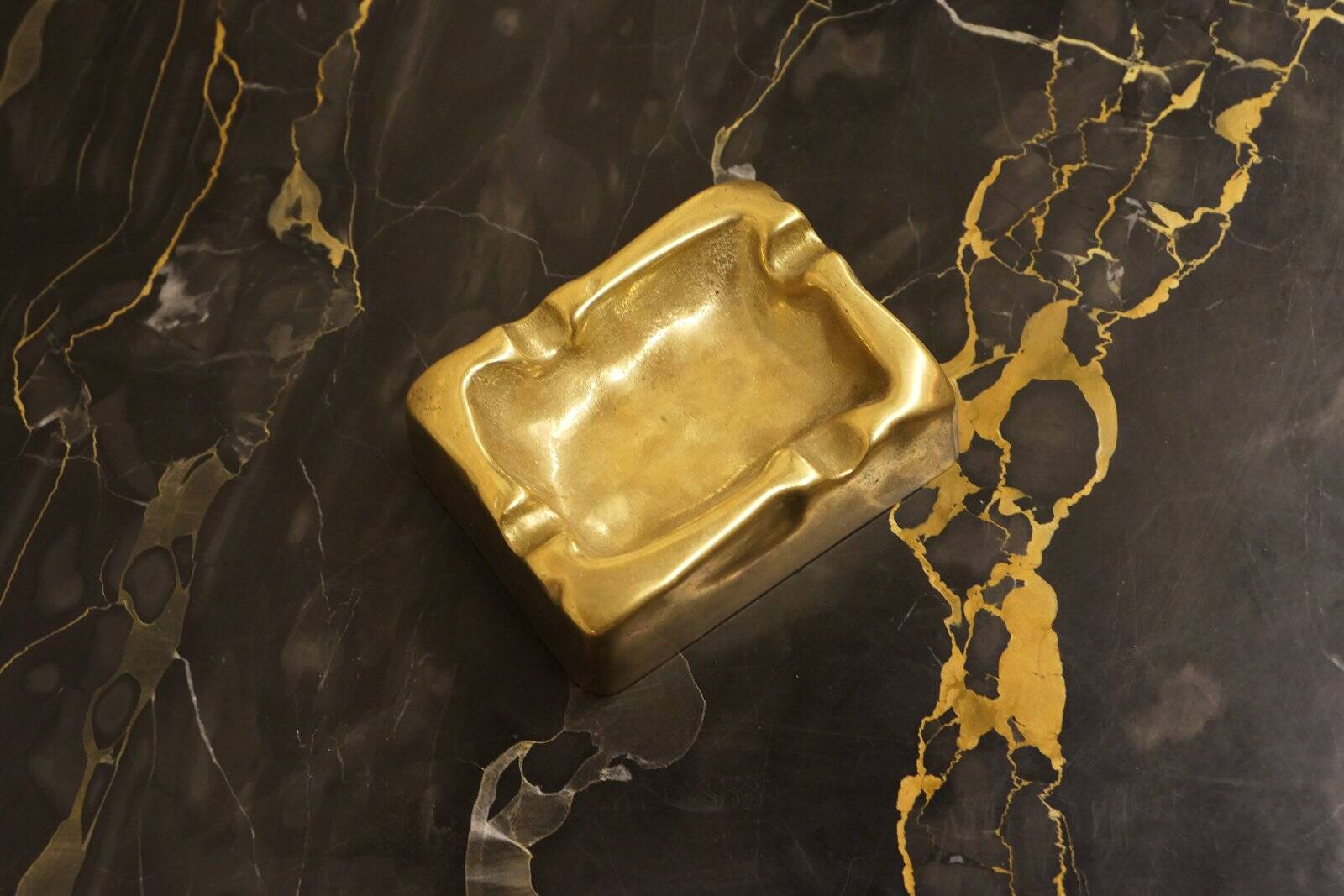 Brutalist bronze ashtray, Lauterbach, France, 1950s