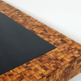 Olive wood marquetry coffee table by Sandro Petti 1970