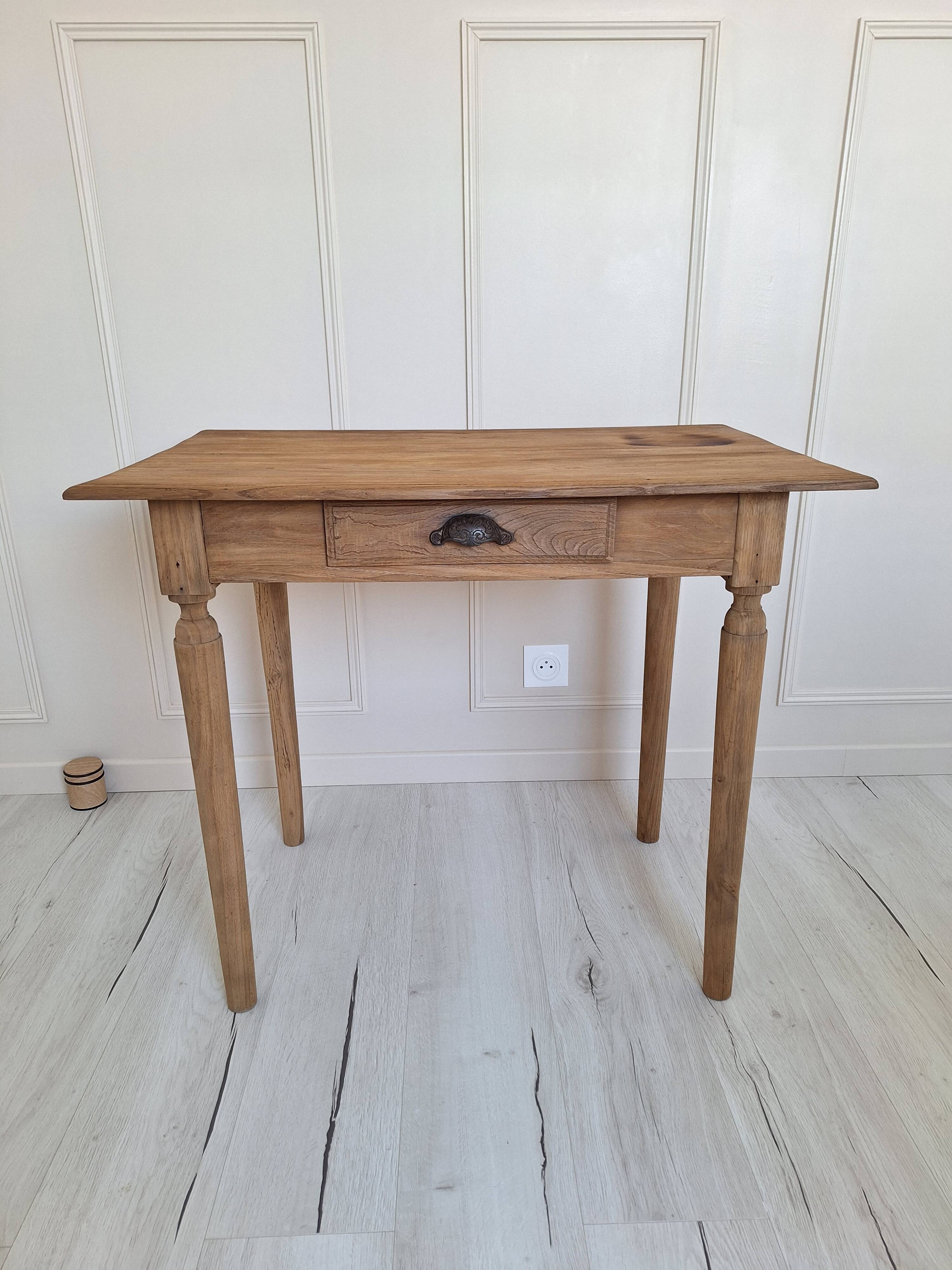 Bureau / Table d'appoint de ferme en chêne massif – Style campagne chic