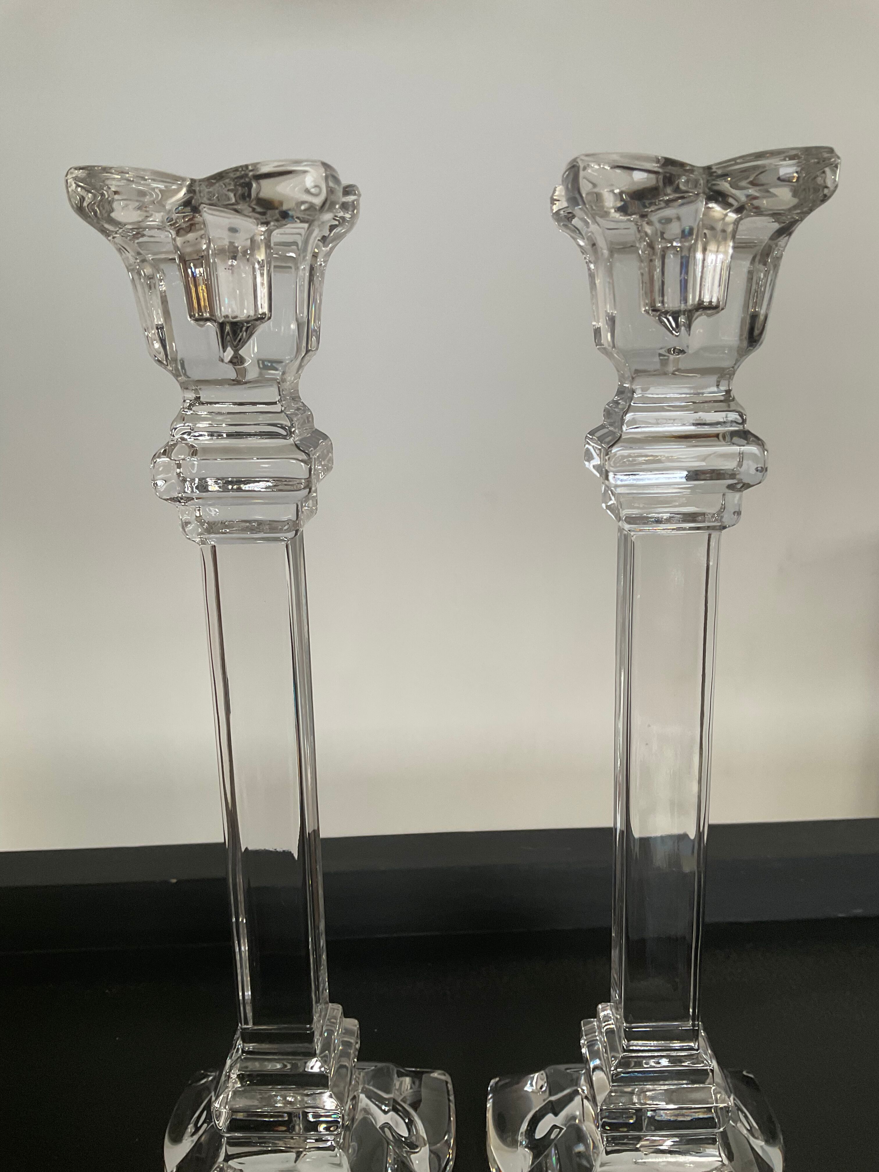 Pair of vintage crystal torch candlesticks from the 70s