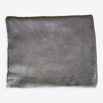 Nappe damassée "gris éléphant"- fils de coton -  320x200 cm