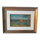 Peinture de paysage Arnaccio Pise années 1950 Ferruccio Rosini (Livourne 1932-2021)
