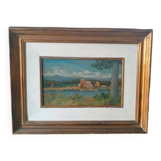 Peinture de paysage Arnaccio Pise années 1950 Ferruccio Rosini (Livourne 1932-2021)