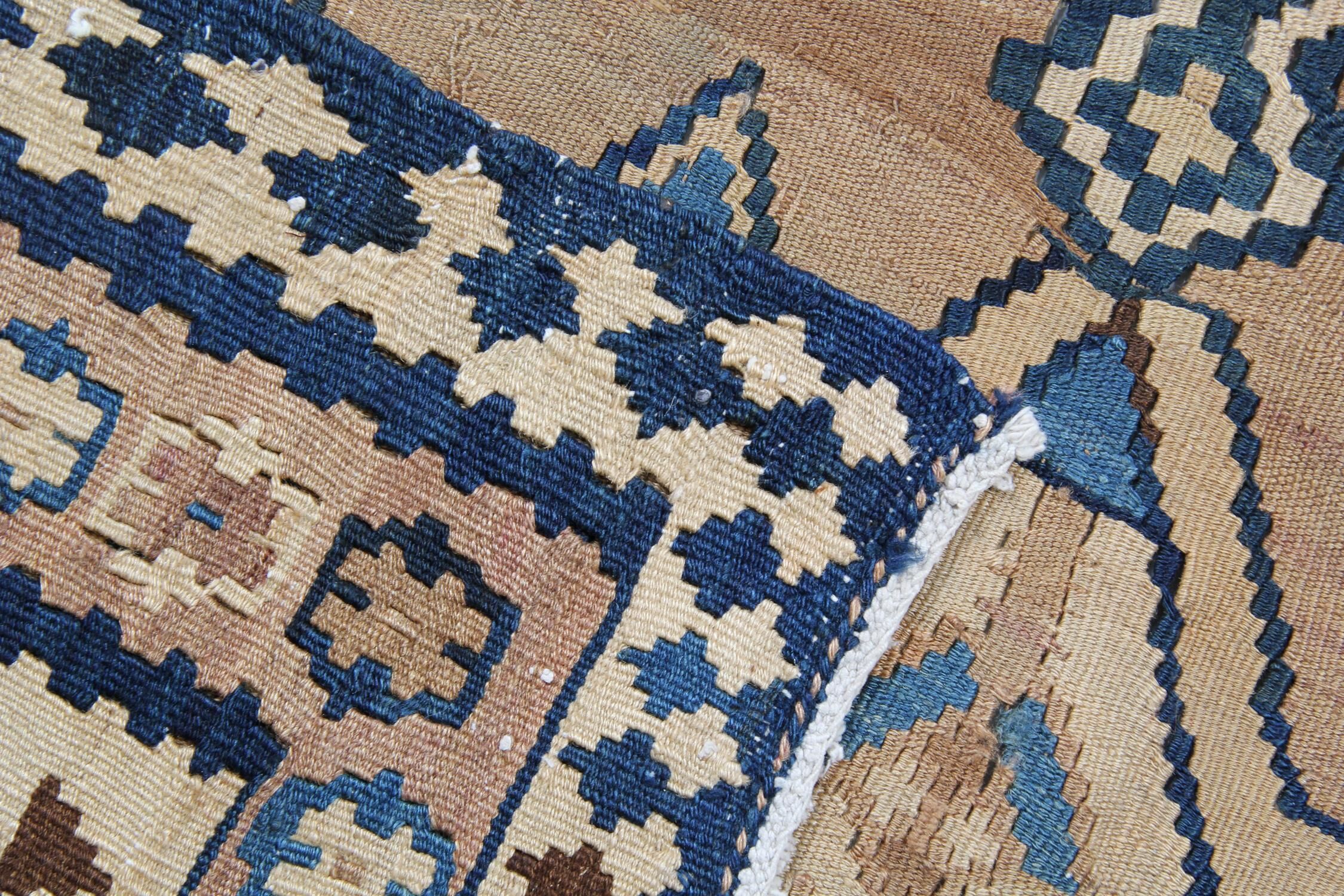 Rug Kilim Brown Wool Antique Karabagh Carpet Traditional Flat-Woven Area Rug