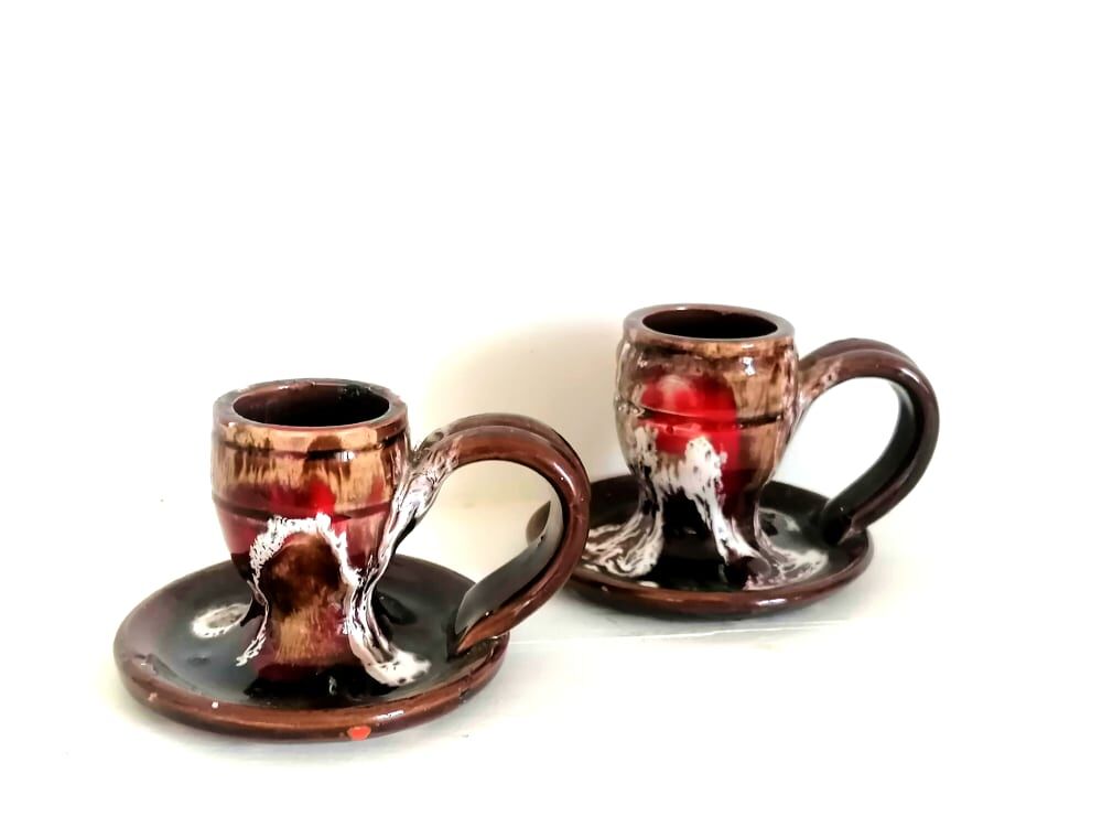 Bougeoirs à mains céramique style Vallauris , vers 1960