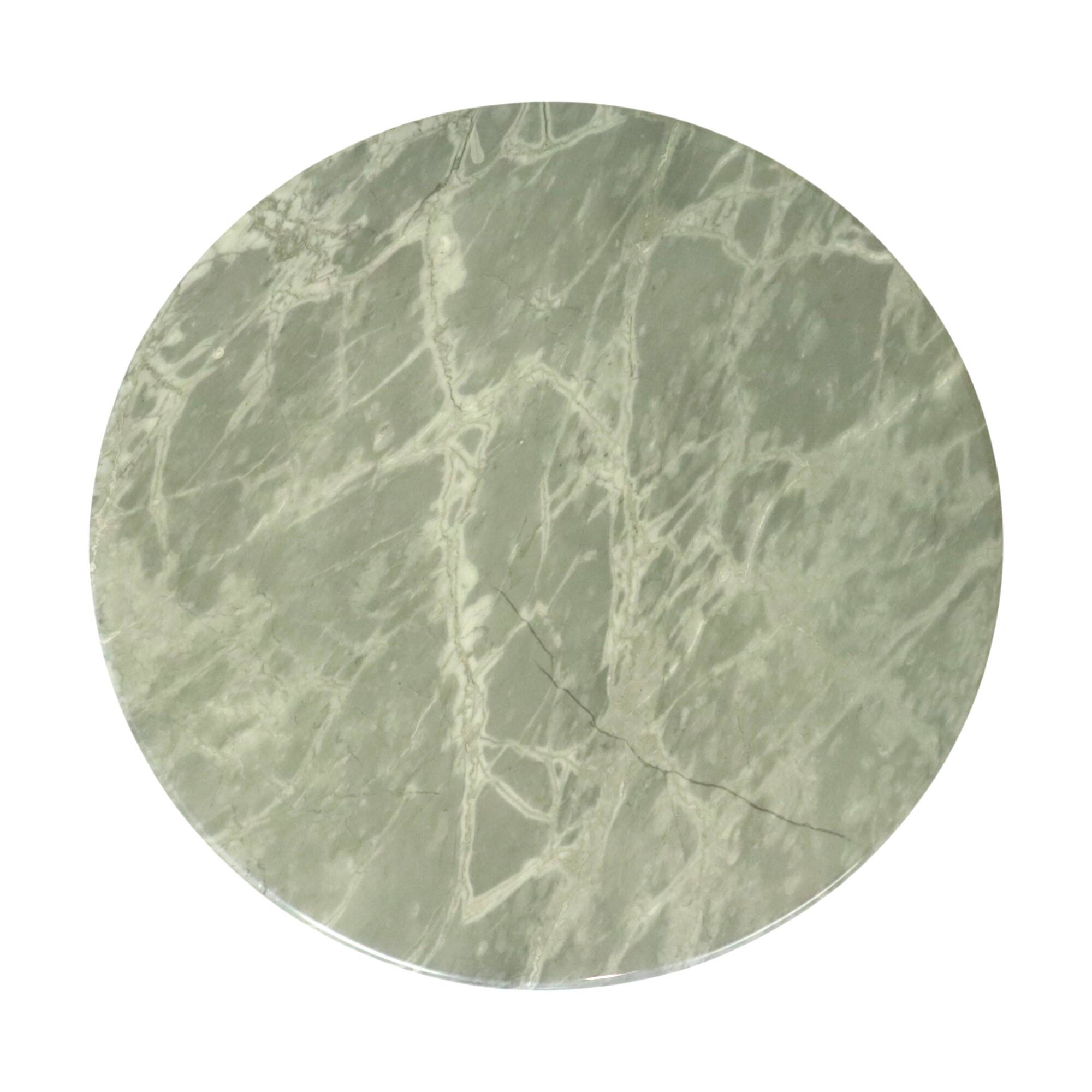 Round Marble Side Table Plant Table on Wheels 1970s