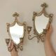 Pair of Vintage Double Arm Italian Brass Sconces with Mirror