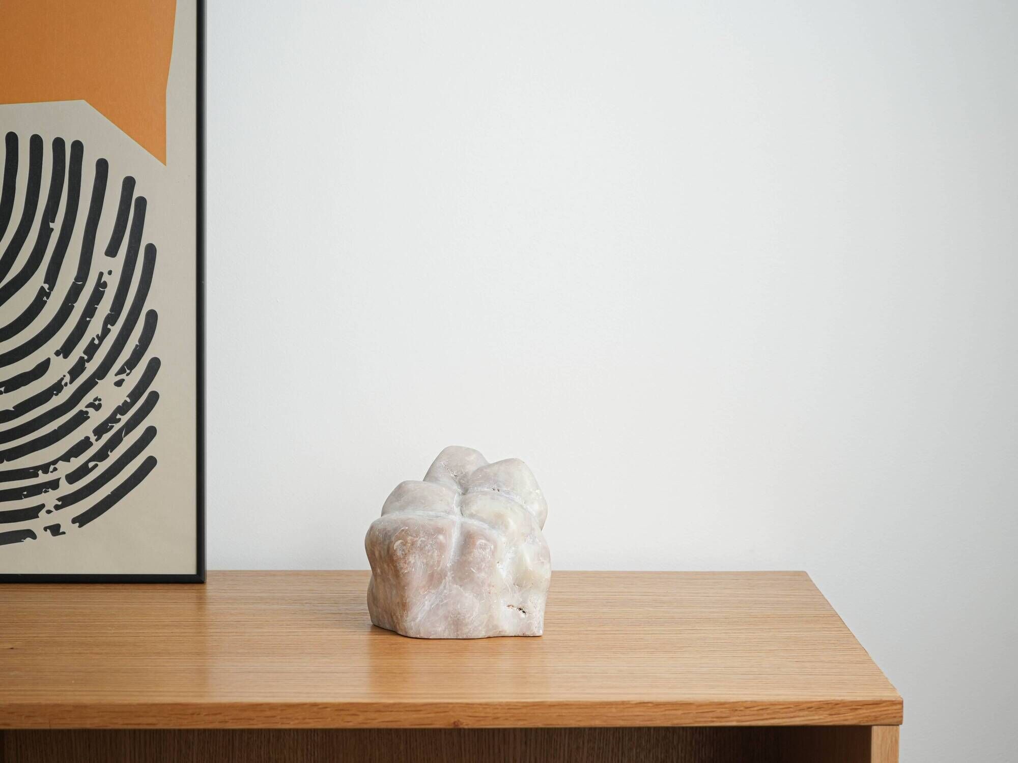 Abstract stone sculpture with organic forms, European studio piece, 1970s