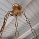 Old white opaline chandelier, brass and earthenware