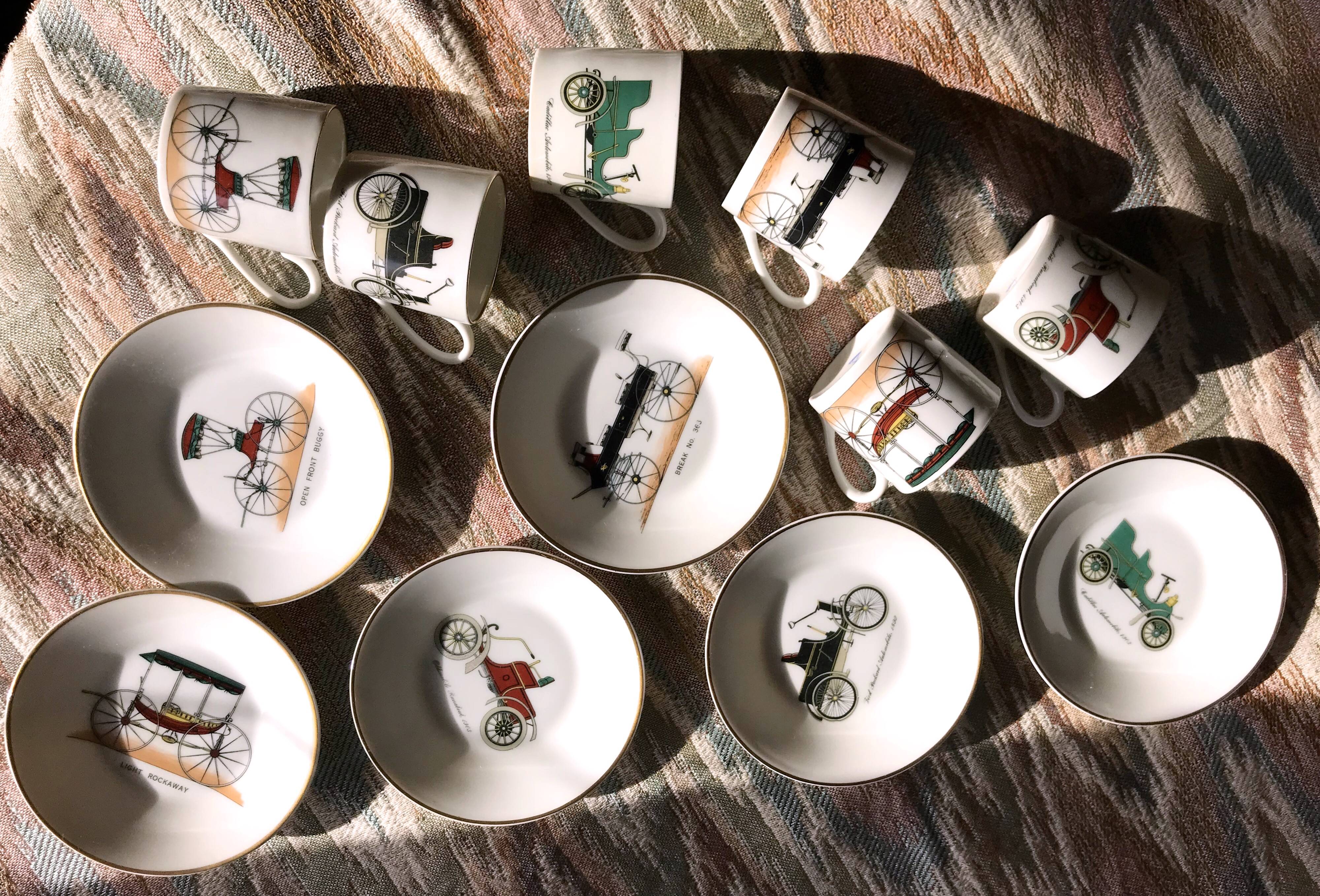 Vintage mocha service collection 6 cups cars real limoges porcelain of paris