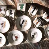 Vintage mocha service collection 6 cups cars real limoges porcelain of paris