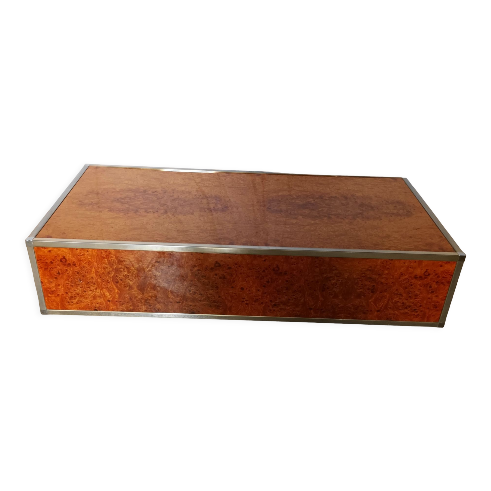 Coffee table with drawer in elm magnifying glass from the 70s