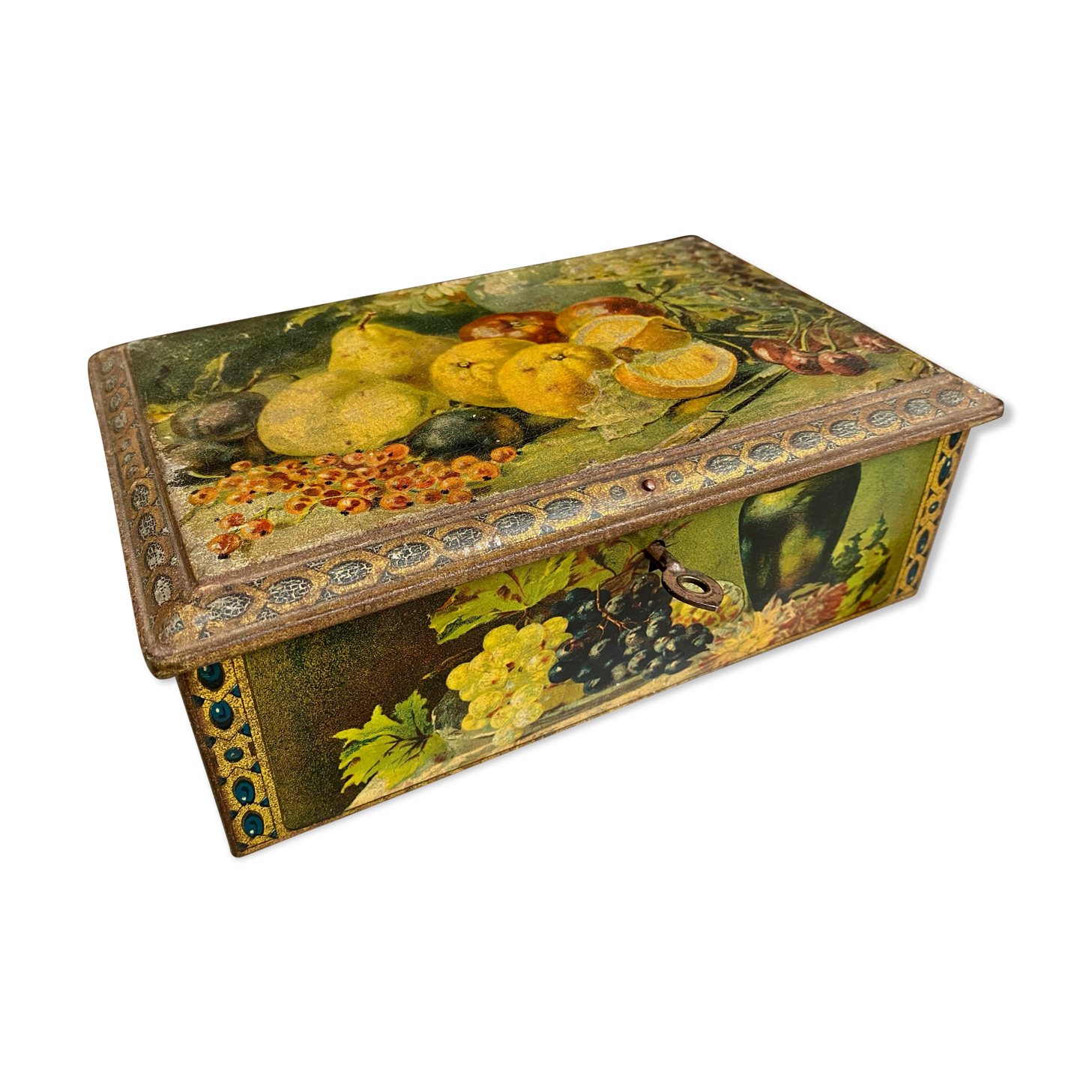 Old lithographed metal box