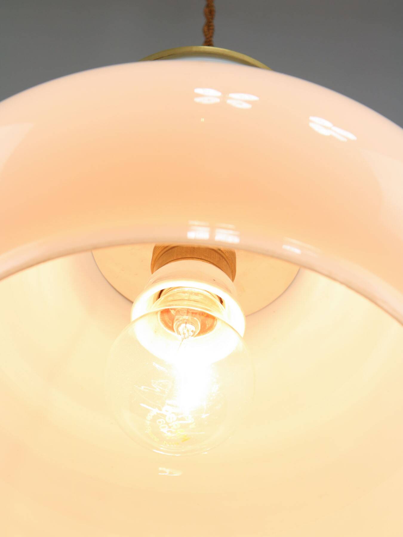 Mid-Century Italian Brass and Opaline Pendant Lamp