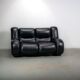 Black leather space age Italian 2 seater sofa