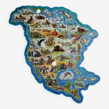 Carte d'Amérique du Nord, Waddington's shaped Jig-Map, puzzle, 54 x 59 cm