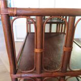 Retro-Side table-vinyl furniture-wood, rattan and bamboo-80s