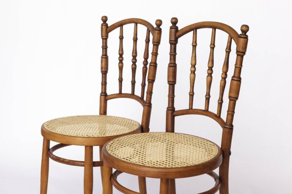 Lot de 4 chaises Josef Kohn en bois courbé – Vintage autrichien des années 1930-1950, hêtre