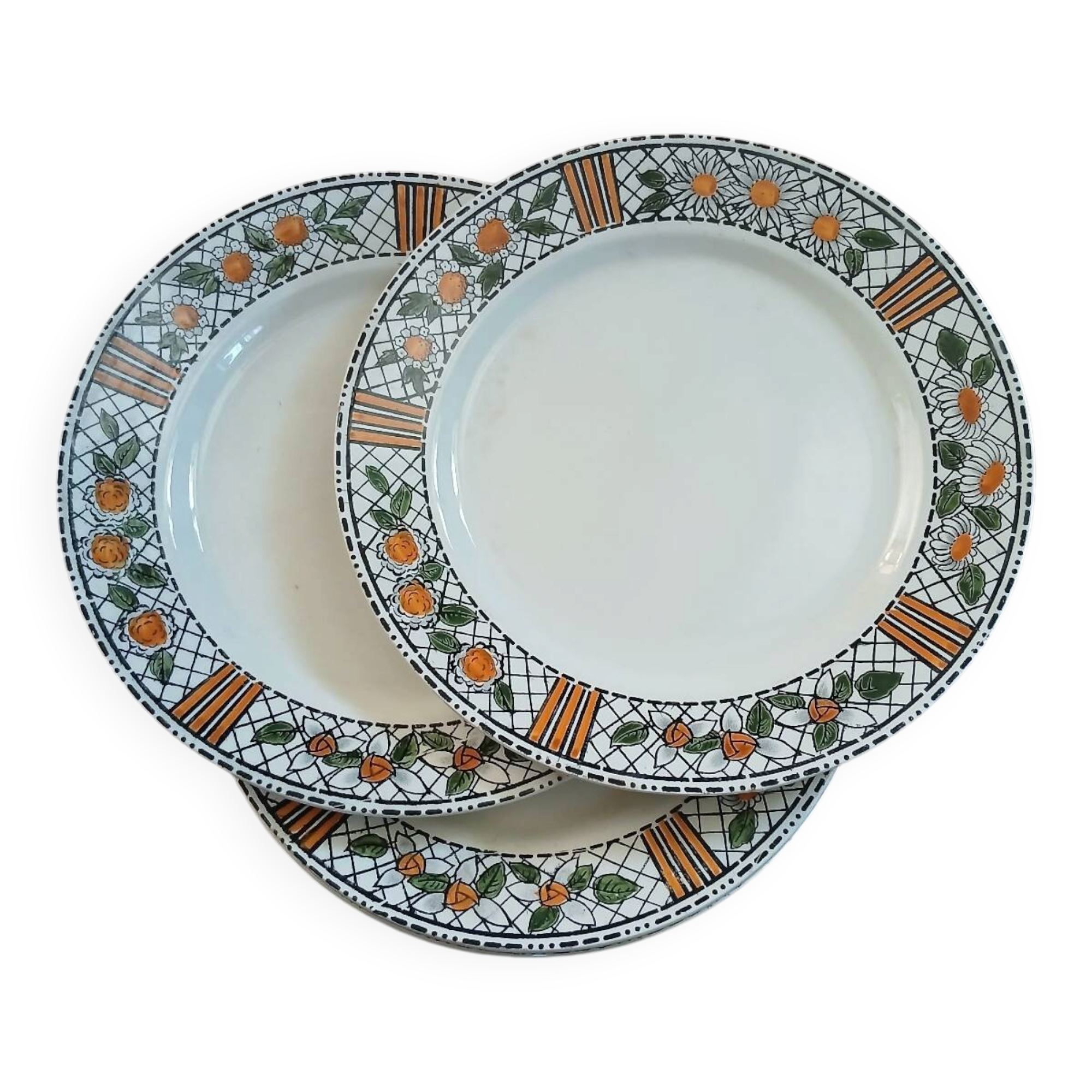 4 antique flat plates "Élisabeth"