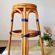 Vintage high stool Multicanne - Rattan & blue Rilsan - French