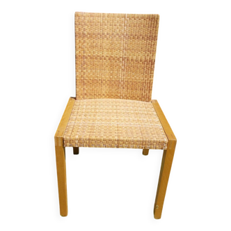 Chaise en bois et osier