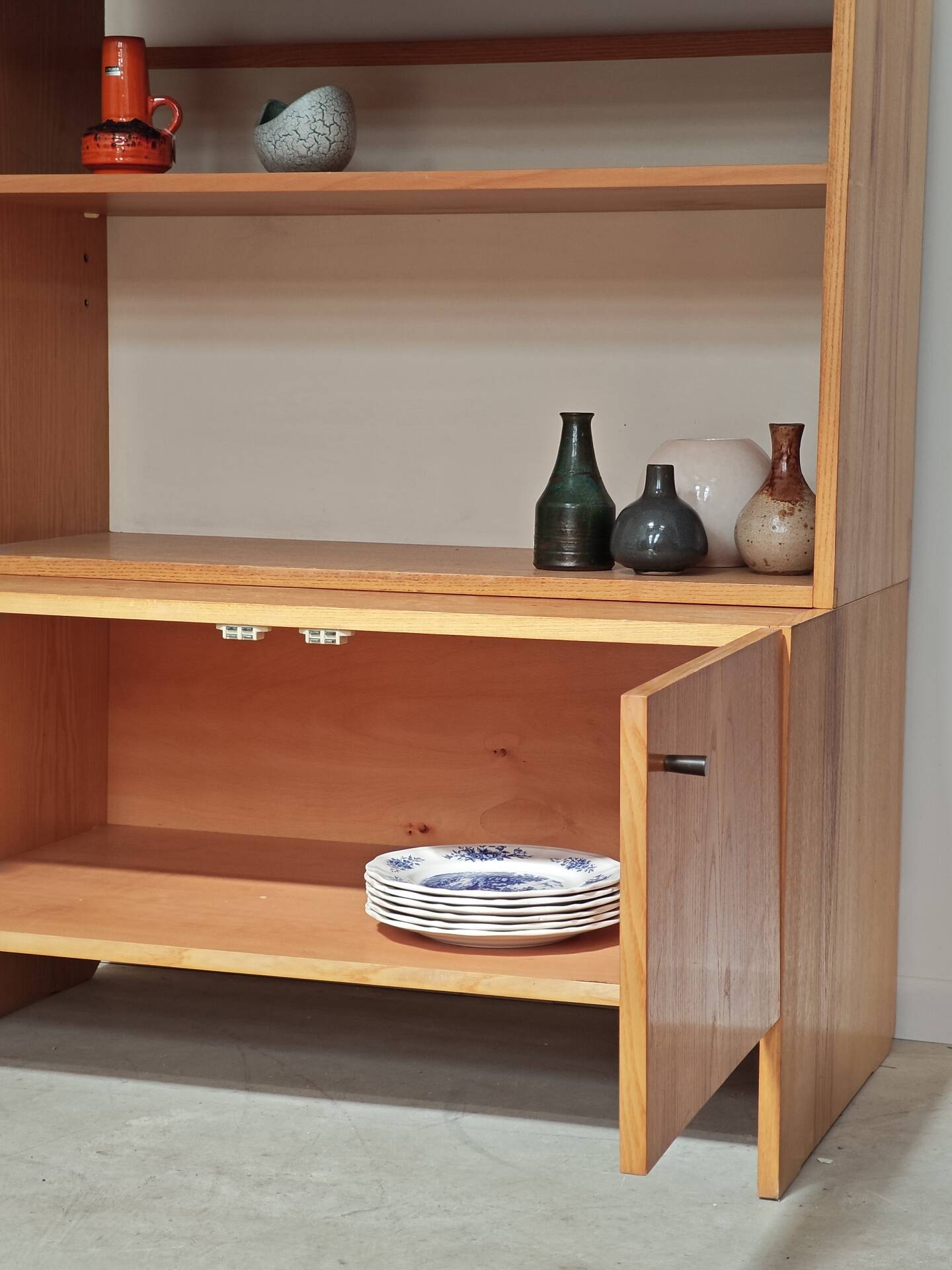 Antique high television cabinet, dresser cupboard by Drevotex Zamberk.