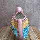 Multicoloured parrot jug in slipware – vintage earthenware