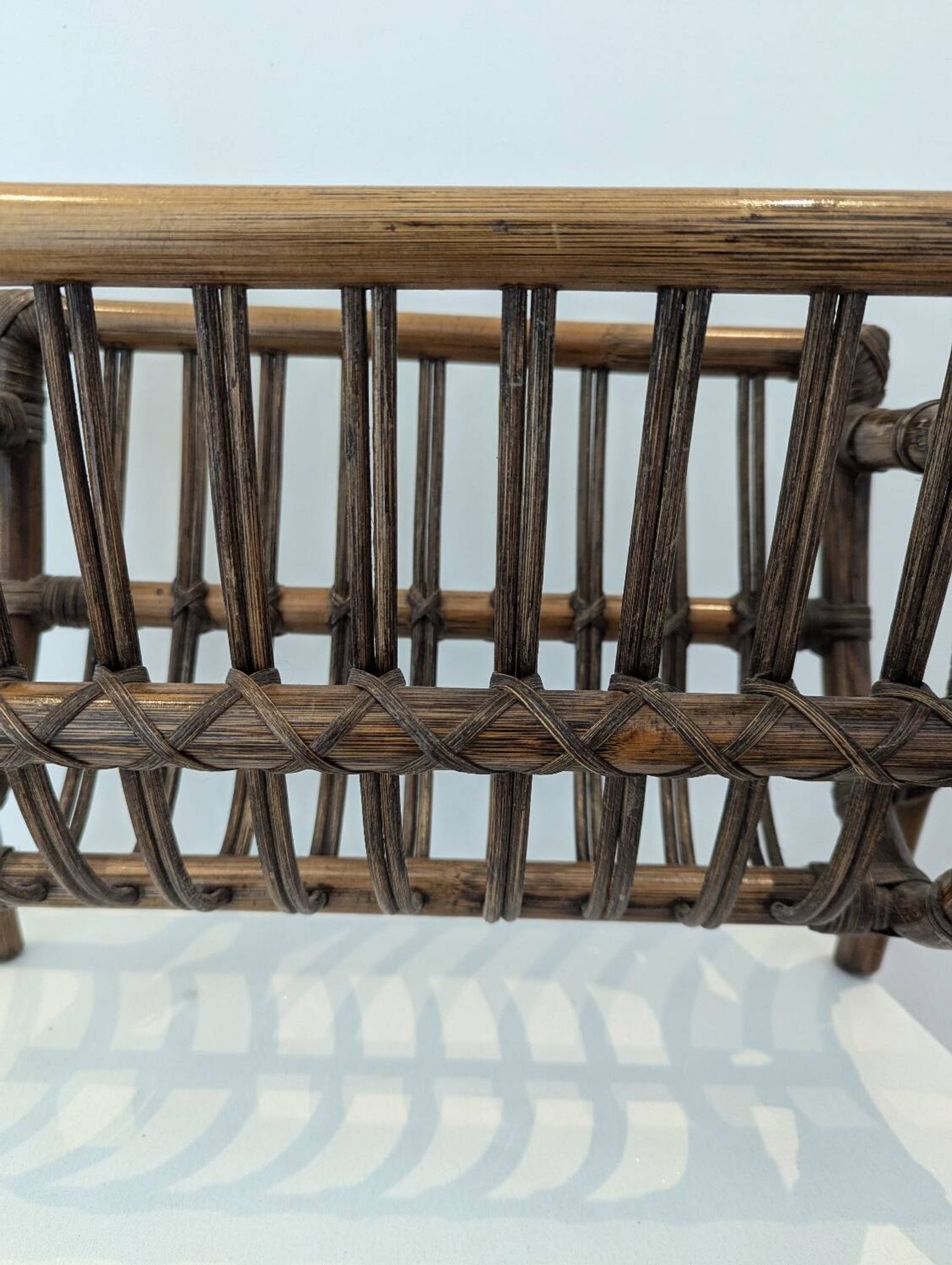 Vintage rattan magazine rack