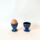 duo de coquetiers en grès / céramique bleue années 70