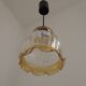 French vintage amber and clear glass ceiling light with white floral decoration.