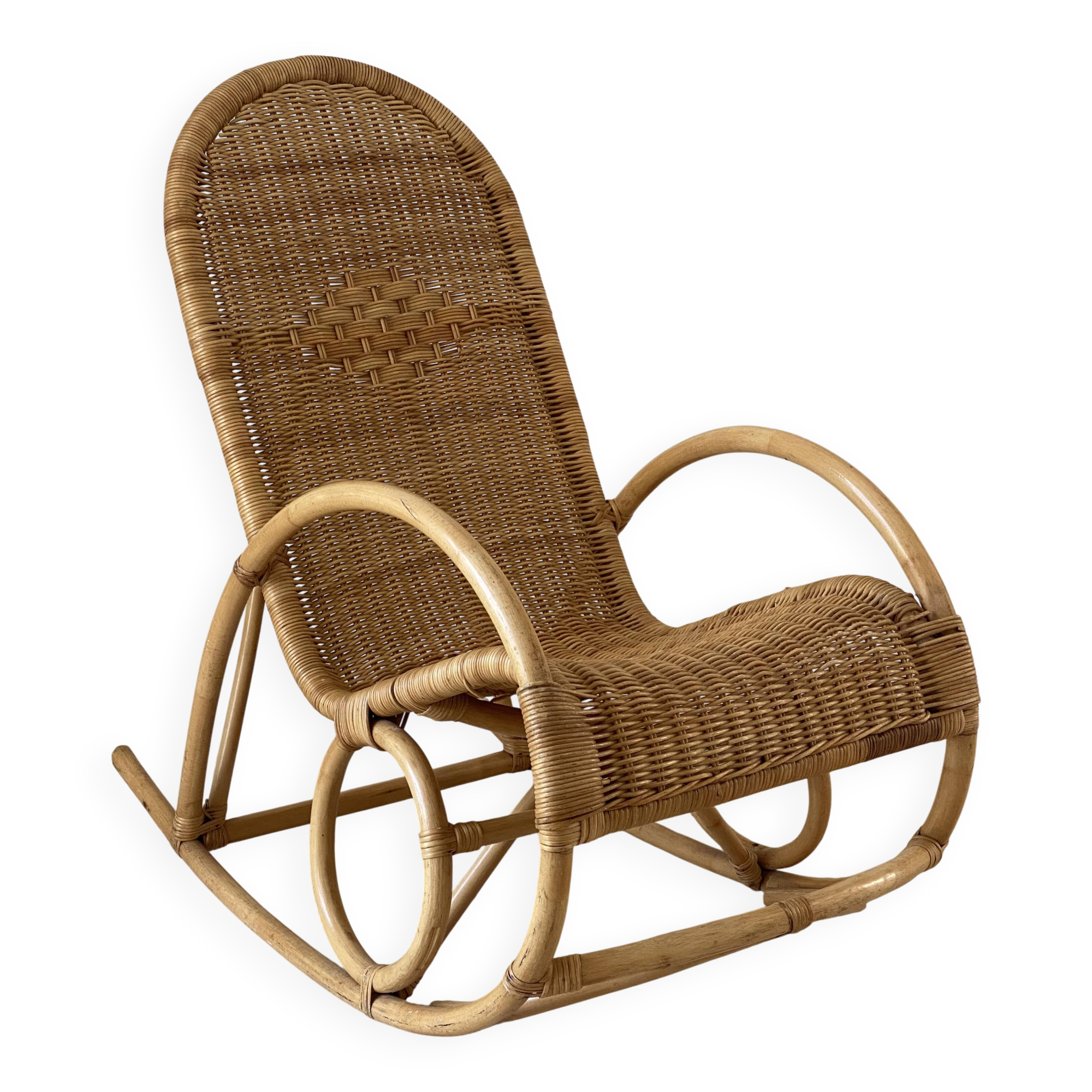 Natural rattan rocking chair.