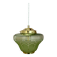Vintage art deco globe pendant light in green and gold frosted glass