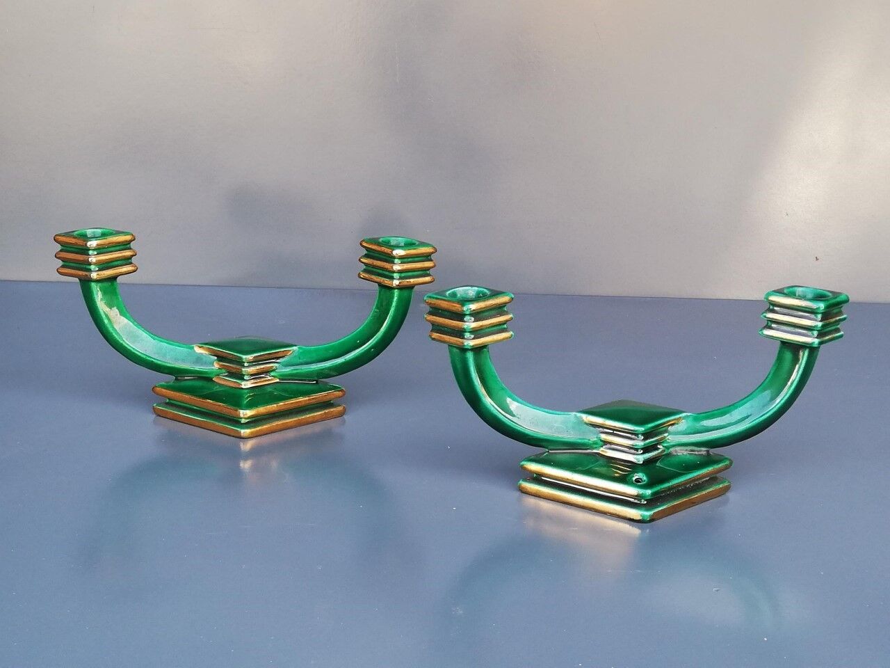 Pair of Art Deco candle holders 40s
