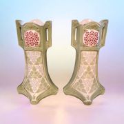 Set of 2 Art Nouveau Barbotine vases - Keller and Guerin