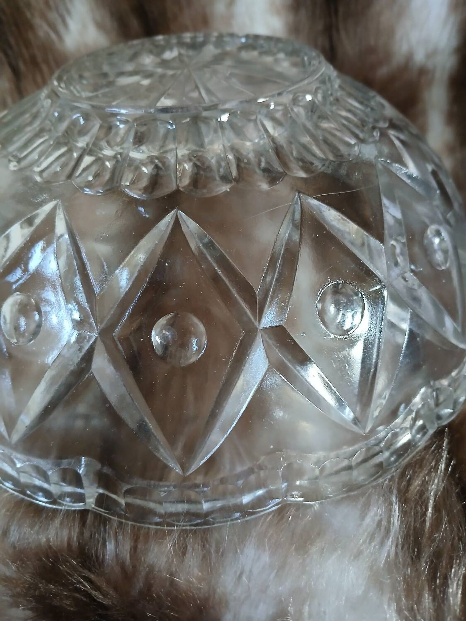 Antique cut glass salad bowl