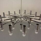 Large chromed spider Sputnik lamp with 24 hand-blown ice glass balls from Ott International, Germany, 1960s.