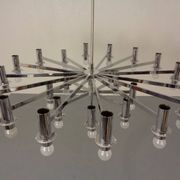 Large chromed spider Sputnik lamp with 24 hand-blown ice glass balls from Ott International, Germany, 1960s.