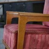 Fauteuil en chêne et velours 1940’s