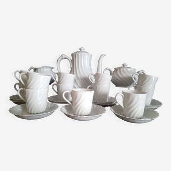 Coffee service for 11 p. in Limoges Haviland porcelain, white twisted model